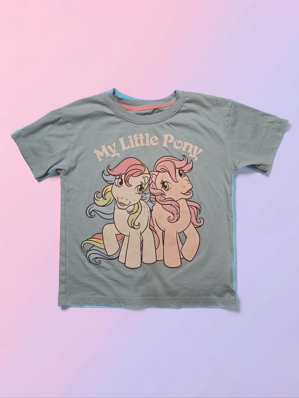 MY LITTLE PONY Light Blue Graphic Tee with Rainbow Ponies. Size 4T.